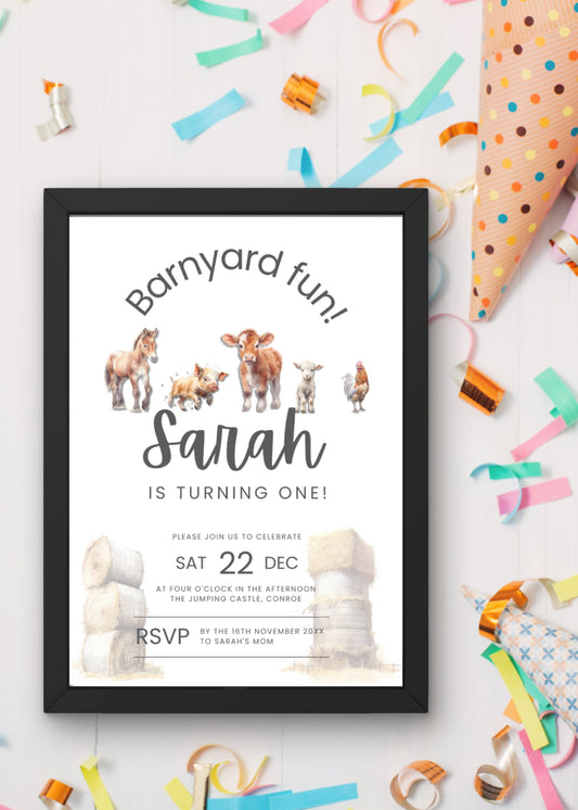 Editable Farm Birthday Invitation Template Barn Farm Animals Birthday Party  Modern Farm Animal Editable Digital Template INSTANT DOWNLOAD