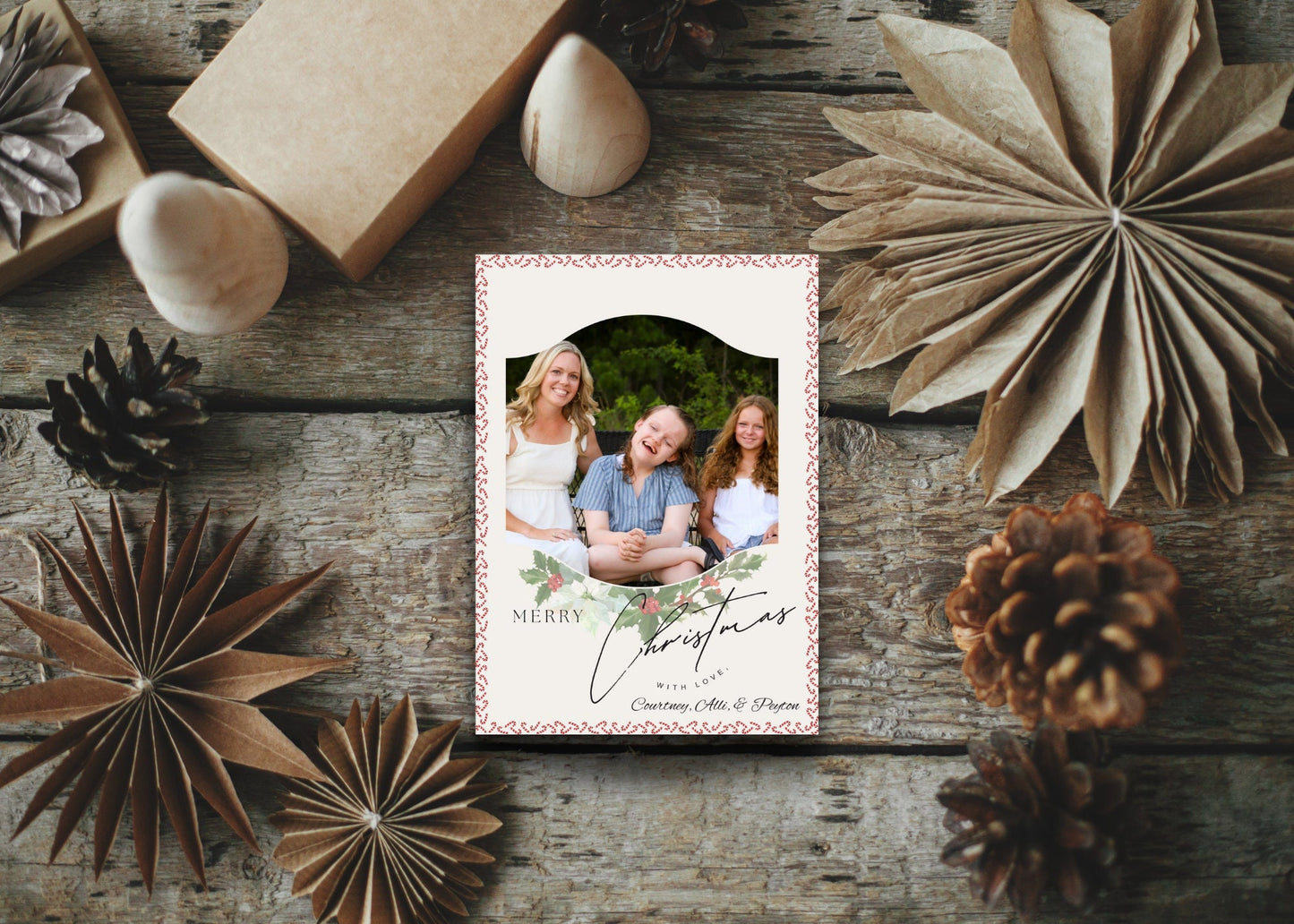 Photo Christmas Card Template for Canva, Holiday Card, Merry Christmas with love Editable Template, Printable Christmas Card Template 5x7