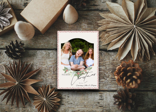 Photo Christmas Card Template for Canva, Holiday Card, Merry Christmas with love Editable Template, Printable Christmas Card Template 5x7
