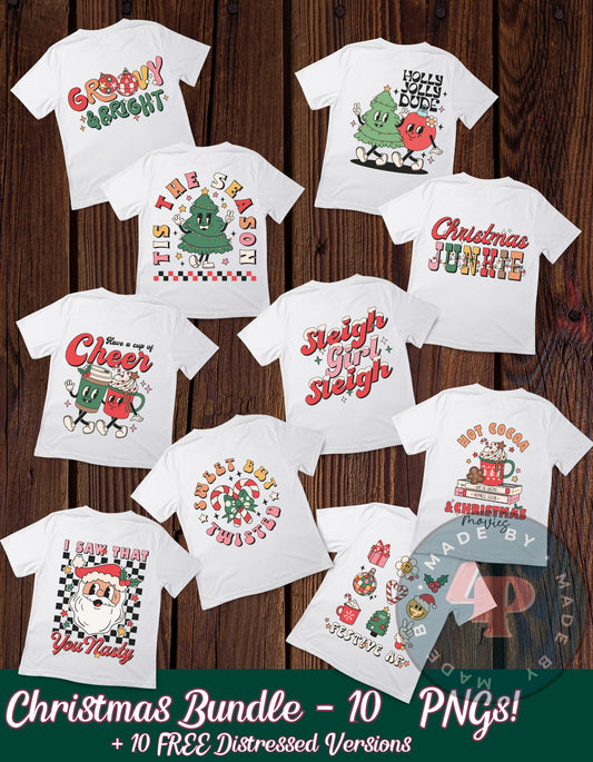 Retro Christmas Sublimation PNG Bundle, Christmas png bundle,Santa png, Christmas Png Bundle, Pink Christmas Sublimation, bundle