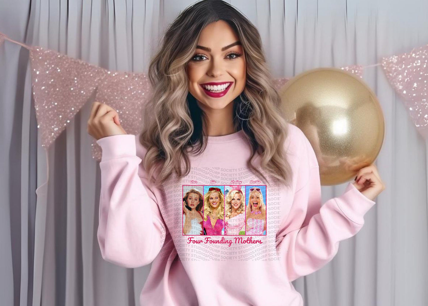 Four Founding Mothers PNG Barbie PNG House Bunny PNG Clueless pig Legally Blonde one Elle Woods Png
