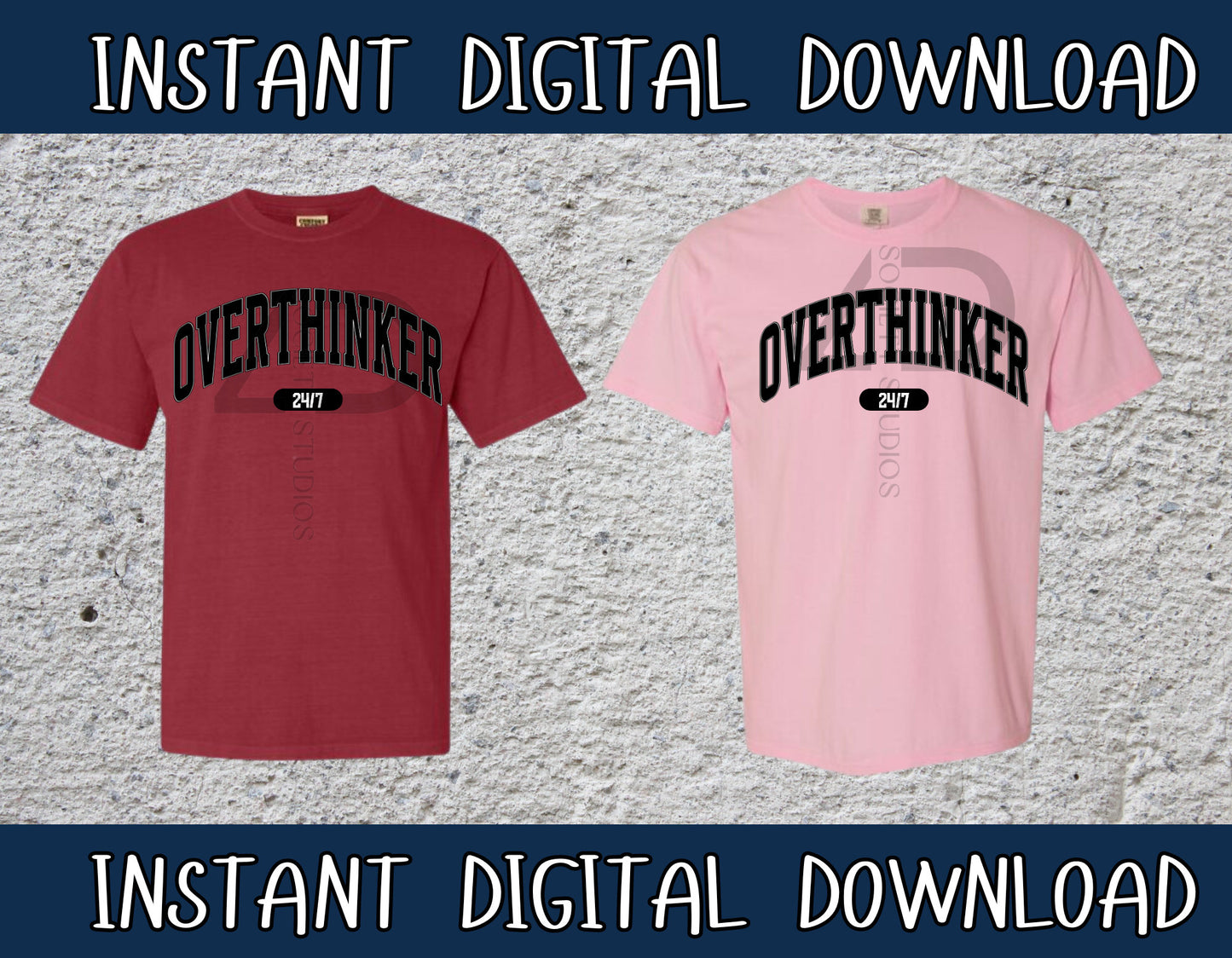 OVERTHINKER, Over think, Overthinker t shirt design, instant digital download, png